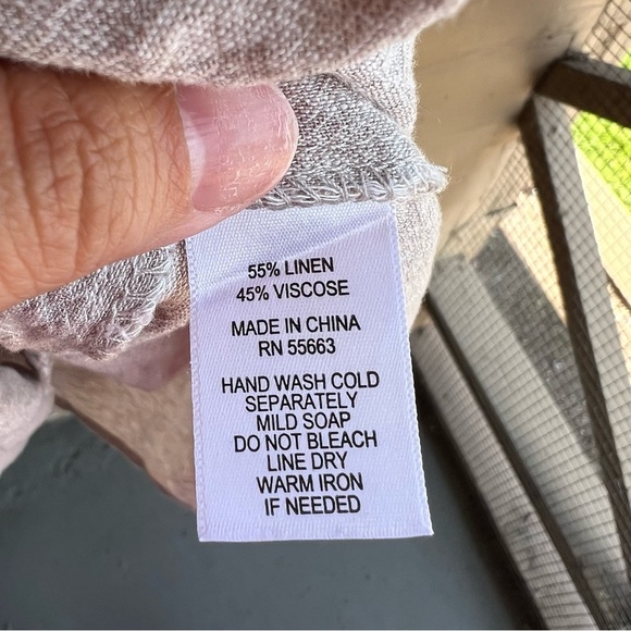 Cynthia Rowley Linen Long Sleeve Dress - Size L - Modest Neutral Beach Summer - Picture 4 of 6